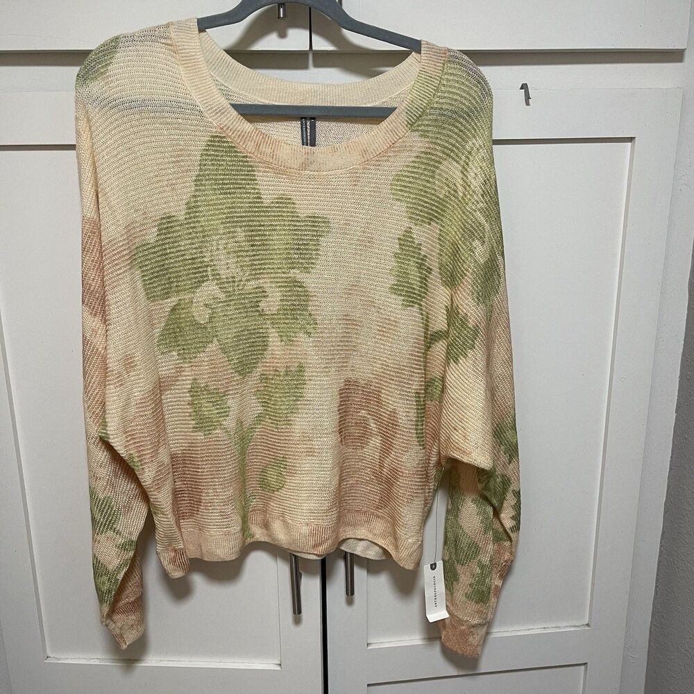 Anthropologie Printed-Linen Pullover Sweater Size L NWT - Picture 5 of 8